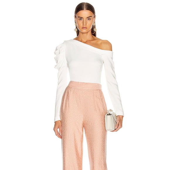 Cushnie et Ochs Navy One-Shoulder Gathered Sleeved Top NWT - Picture 6 of 15